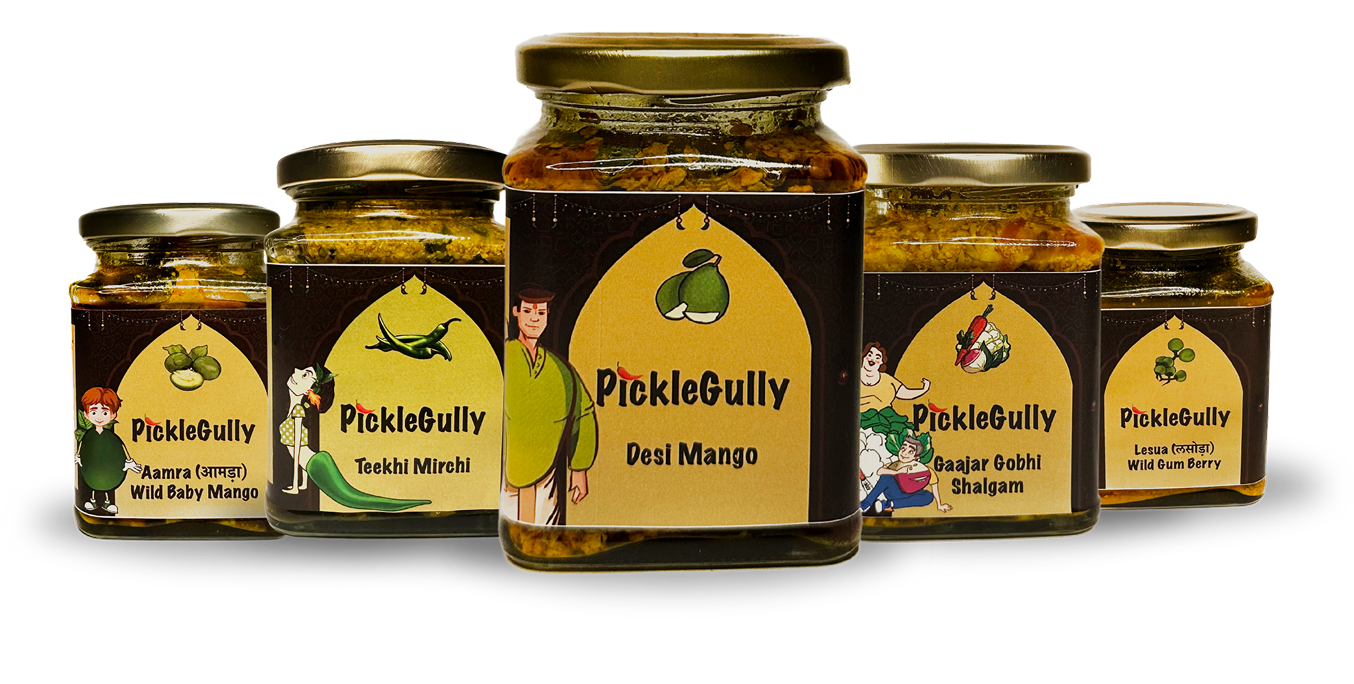 Range of PickleGully pickle jars